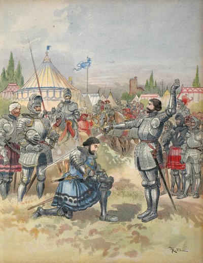 Bayard knighting Francis I, illustration from 